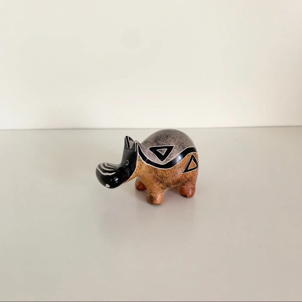 Stone hippo statuette